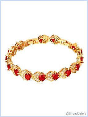 18K Gold Plated Tennis Bracelet - Cubic Zirconia Chain Bracelet, Resizable 6-8
